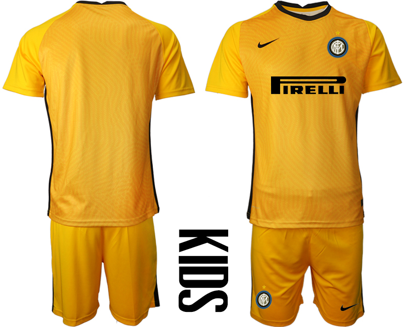 2021 Internazionale yellow goalkeeper youth soccer jerseys->youth soccer jersey->Youth Jersey
